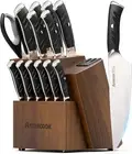 Knife Set, Kitchen Knives Set with Block and Dual Sharpener Full Tang 15 Pcs