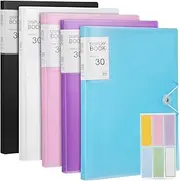 VILLCASE 30-Pocket Binder with Plastic Sleeves, 5 Pack Presentation Book, A4 Portfolio Folder with Clear Sheet Protectors, Displays 48 Pages for Artwork, Document Organizer