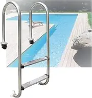 Swimming Pool Ladder, Swimming Pool Stainless Steel Step with Handrails,2/3 Steps Entry and Exit Pool Ladder for Outdoor Pool(Pre-Buried,2-Steps1.5mm)