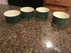 Emile Henry Set Of 4 Modele Depose 10.66 Ribbed Custard Ramekins Green France