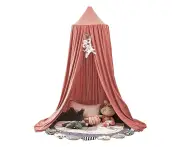 Dome Bed Canopy Net Curtain for Kids Room Durable Play Tent Canopy Dreamy Bedroom Decor-Red