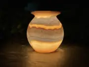 Alabaster lamp - Vase shape - table lamp - unique vines - stone lamp - onyx lamp