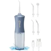 Cordless Electric Water Flosser Teeth Cleaner Portable Oral Irrigator with 4 Nozzles-Blue