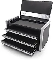 sdroceRyaM Mini Metal Tool Box, 3 Drawer Steel Stackable Tool Chest with Soft Liners and PP Feet Pads, Black
