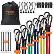 VEVOR 30 Pcs Bungee Cords Set 8mm Heavy Duty Bungee Straps with Steel Carabiners