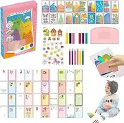 DIY Rainbow Scratch Art, 35 Pieces Rainbow Pointillism Scratch, DIY Rainbow Scratch Painting with Stickers, Paints, Watercolour Pencils, Scraper for Birthday Parties, School Activities, etc