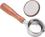 58mm Bottomless Portafilter Fit for Petrus, La Marzocco, Nuova Simonelli, Gemilai, Barsetto Coffee Machines, Coffee Bottomless Portafilter 3 Ears Wood Handle, Includes Filter
