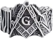 [SUKKCCNO] Vintage 925 Sterling Silver Masonic Rings for Men Retro Freemason Symbol Knights Templar Freemasonry Emblem Rings