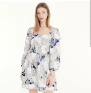 J.Crew Women's Medium Cotton Voile Quilt Patchwork Dress Blue Floral Mini Dress