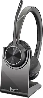 Poly - Voyager 4320 UC Wireless Headset + Charge Stand (Plantronics) - Headphones with Boom Mic - Connect to PC/Mac via USB-C Bluetooth Adapter, Cell Phone via Bluetooth - Works with Teams, Zoom &More