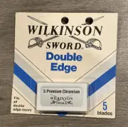 Vintage Wilkinson Sword Premium Chromium Double Edge Razor Blades 5 Blades NOS