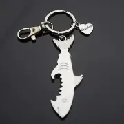 Shark Shaped Keychain Smooth Bottle Opener Gift - Grandpa Heart Charm with Clip