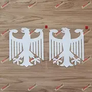 3S MOTORLINE 2X White 6'' German Coat of Arms Eagle Decal Sticker Car Vinyl Germany Deutschland die Cut no Background
