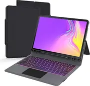 Samsung Galaxy Tab S7 FE/S8 Plus 12.4" Keyboard Case: 7 Colors Backlit Trackpad Keyboard for 12.4" Galaxy Tab S7 Plus/S8+ | Smart Touch Wireless Keyboard with Kickstand Folio Tablet Cover
