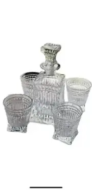 Circleware Empire 5-Piece Set Wine Decanter with 4 Whiskey 8.5 oz Glasses