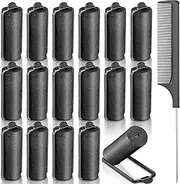 Syhood 18 Pcs Satin Rollers for Black Hair Foam Sponge Rollers Black Silk Satin Wrapped Hair Curlers for Hairdressing Styling(1.18 Inch)