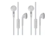 2x Moki Stereo In-Ear Earphones 3.5mm Headset w Volume Control In-Line Mic White
