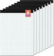 Graph Paper, Grid Paper, 8.5 x 11 Graph Paper Pad 4x4 (4 Square per Inch), 8 Pack Graphing Paper, 30 Sheets/ Pad, Quad Ruled Legal Pad Grid Paper Note Pads Letter Size 8-1/2 x 11 Inch Math Graph Paper