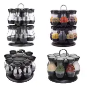 Revolving Spice Rack Herbs Pepper Condiment Jars Lid Container Organizer