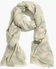J. Crew Women's Clip Dot Scarf Wrap Stone Slate Pink Fringe Rectangle $39.50 NEW