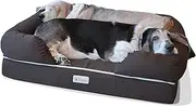 PetFusion Ultimate Solid 4" WATERPROOF Memory Foam Dog Bed for Medium & Large Dogs (36x28x9" orthopedic dog mattress; Brown). Replacement covers & blankets also avail