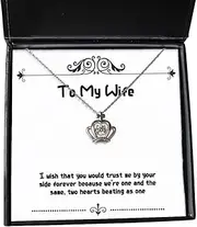 I wish that you would trust me by your side forever because we're, Crown Pendant Necklace, Wife Jewelry, Perfect Gifts For Wife, Present, Gift ideas, Birthday, Anniversary, Christmas, Silver Plated Zinc, Cubic Zirconia