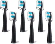 Replacement Toothbrush Heads Compatible with fairywill Electric Toothbrush, Model FW-507/FW-508/2011/959/917/551, D1/D3/D7/D8,W Shape Design Planted with Nylon Bristle (6 Pack - Black)