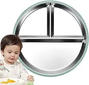 Stainless Steel Suction Plates | Dishwasher Safe Kids Dinnerware Metal Food Tray | Divided Serving Tray Portion Control Plate with Silicone Base for Home School