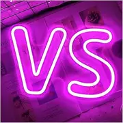Hanging Art Neon Signs LED VS Shape Neon Light Wall Decoration for Home Bedroom Neon Lamp Birthday Neon Night Light(Pink)