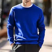 Men's Dress Sweater Wool Sweater Pullover Sweater Jumper Cropped Sweater Ribbed Knit Regular Tops Knitted Plain Crew Neck Modern Contemporary Work Halloween Cl