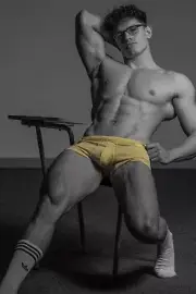 [Y004] Male Model Showing Off Body To Viewer Fine Art Hunky Physique