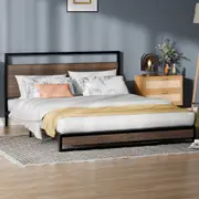 ALFORDSON Metal Bed Frame Queen Size Base Platform Wood