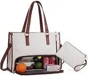 2 in 1 Tote Bag Lunch Bag Combo,Unisex Leak-Proof Tote Bag，Large Capacity Computer Handba-g with Storage Pocket,Multifunctional Handbag Suitable for Picnic, Travel, Office(G)