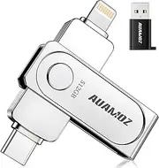 512GB Flash Drive Intended for iPhone, Memory Stick Storage Files Photos Videos Backup, Compatible with iPhone iPad Android PC, Plug and Play, No Application Required (Metal Silver)