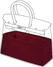DGAZ Purse Organizer Silky Smooth Fits Birkin 20/25/30/35/40/45/50 Bags,Silk,Luxury Handbag Tote in Bag Shapers, Women(Rouge H color,BK35)