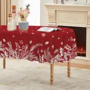 Horaldaily Christmas Tablecloth 60×84 Inch Oval, Floral Leaf Red Washable Tab...