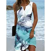 Women's Mini Dress Casual Dress Sundress Summer Dress Casual Vacation Daily Holiday Regular Fit Graphic Tie Dye Abstract Sleeveless V Neck Aqua Blue Summer Spr