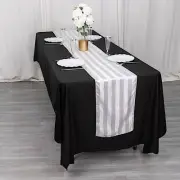 12"x108" WHITE Stripes Satin TABLE RUNNER Wedding Linens Party Decorations