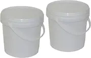 2X Quality Bucket with Lid & Handle 5Ltr H/Duty Premium Plastic Food Grade 5L
