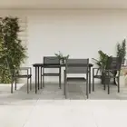 5 Piece Garden Dining Set Black Steel Textilene Outdoor Furniture Patio Ta 00722