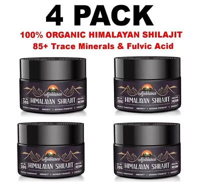 Shilajit 4 PACK, 100% Himalayan Organic Resin, 600 mg per serving, 30 g each