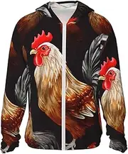 [LHBWCVN] UPF 50+ Light Jacket Full Zip Sun Protection Hoodie for Women Men Long Sleeve Shine Rooster Sun Shirts