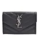 【YSL】MONOGRAM系列V字縫線小牛皮銀色金屬LOGO暗釦零錢包(灰色414404-BOW02-1112)