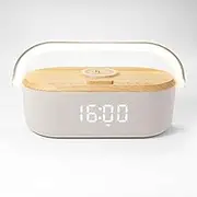 Luxe & Loom - Alarm Clock, Wireless Charger, White Noise Machine, Bedside Table Lamp, Bluetooth Speaker - Wood Grain Colour