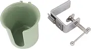 Fenteer Table Cup Holder Desk Cup Holder Auto Rotatable Desk Side Drink Holder Table Edge Clip for Coffee Workstations Wheelchairs, Green Dia 7.5cm