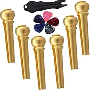 HAMPPLIES 1Set Guitar String Pin Bridge Pins Folk Guitar Picks Pin Puller Tools for Acoustic Guitar Accessories Durable Easy to Install for Beginners