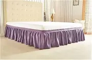 Elasticated Bed Skirt,Wrap Around Bed Skirts, Valance Sheet Double Hotel Elastic Bed Skirt Polyester Solid Color Bedspread Without Bed Surface for King/Queen Size Bedsheet Decor(Purple,US Twin 99x190