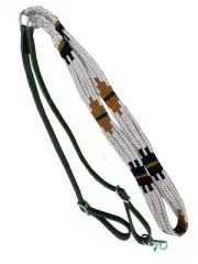 Showman Brown Tan Corded Leather Contest / Roping Rein with Buckles.