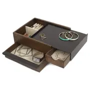 Umbra Stowit Jewellery Storage Ring/Earring Caddy Box Aged Walnut 26x22x12cm