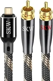 SKW USB C to 2 RCA Audio Cable Audiophile Type C to 2RCA Male Jack Plug Y Adapter Cord Compatible with iPad Pro, MacBook, Samsung, Pixel 7 Pro 3.2ft/1M